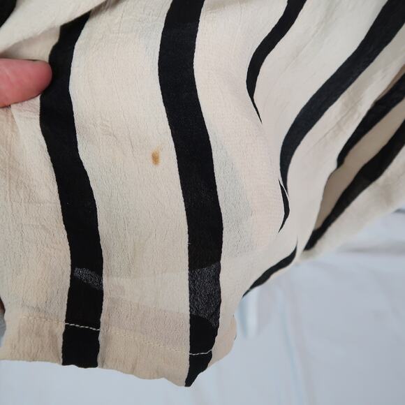 Vintage 90s Awesome Cream and Black Stripe Babydoll Mini Dress M - Picture 6 of 6